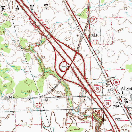 Topographic Map of Alger Rest Area, MI