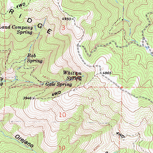 Topographic Map of Whitton Spring, CA