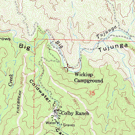 Topographic Map of Wickiup Campground, CA