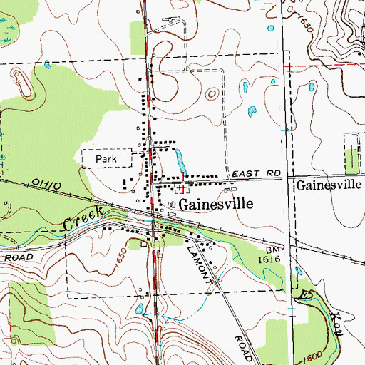 Topographic Map of Gainesville Pioneer Cemetery, NY