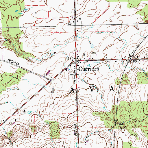 Topographic Map of Curriers Rural Cemetery, NY