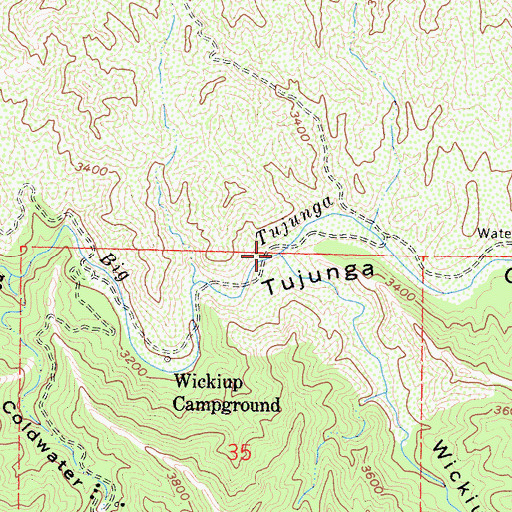 Topographic Map of Wickiup Canyon, CA