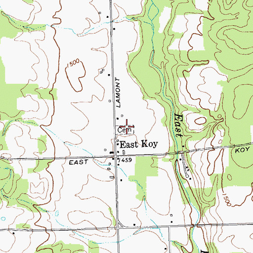 Topographic Map of East Koy Cemetery, NY