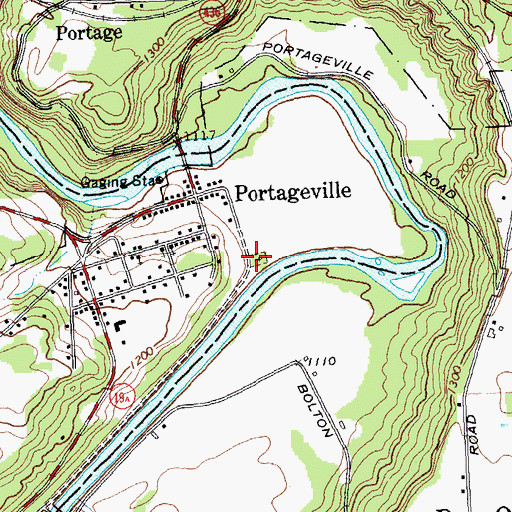 Topographic Map of Portageville Pioneer Cemetery, NY