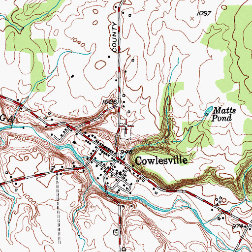 Topographic Map of Cowlesville Cemetery, NY