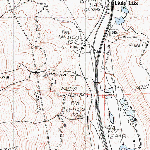 Topographic Map of Wickline Canyon, CA