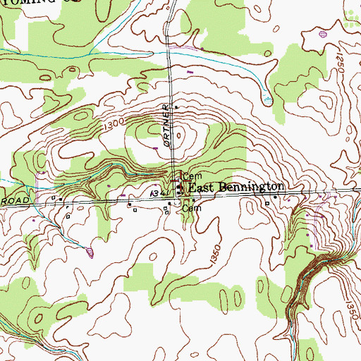 Topographic Map of East Bennington German Cemetery, NY