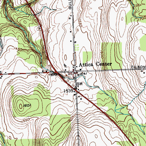 Topographic Map of Attica Center Cemetery, NY