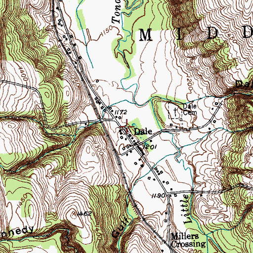 Topographic Map of Dale Pioneer Cemetery, NY