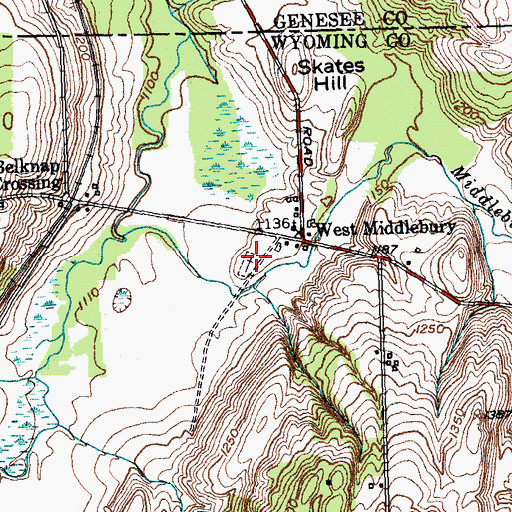 Topographic Map of West Middlebury Cemetery, NY