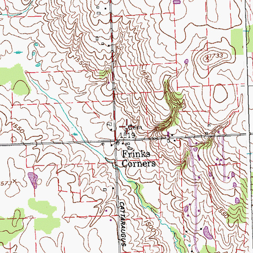 Topographic Map of Frink's Corners Cemetery, NY