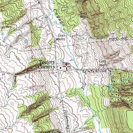 Topographic Map of Humphrey's Hollows Cemetery, NY