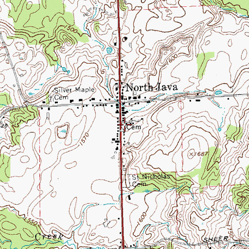 Topographic Map of North Java Pioneer Cemetery, NY