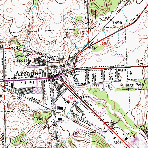 Topographic Map of Arcade United Methodist Church, NY