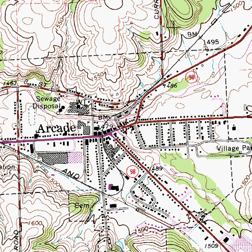 Topographic Map of First Baptist Church of Arcade, NY