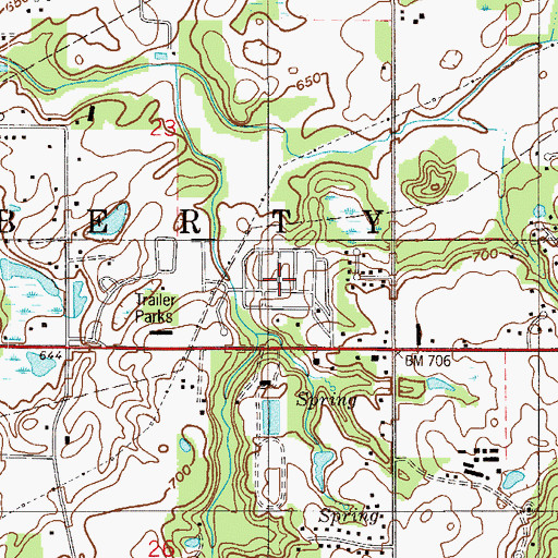 Topographic Map of Whispering Sands Mobile Home Court, IN