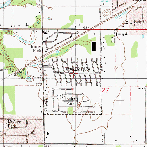 Topographic Map of Camelot Manor Estates, IN
