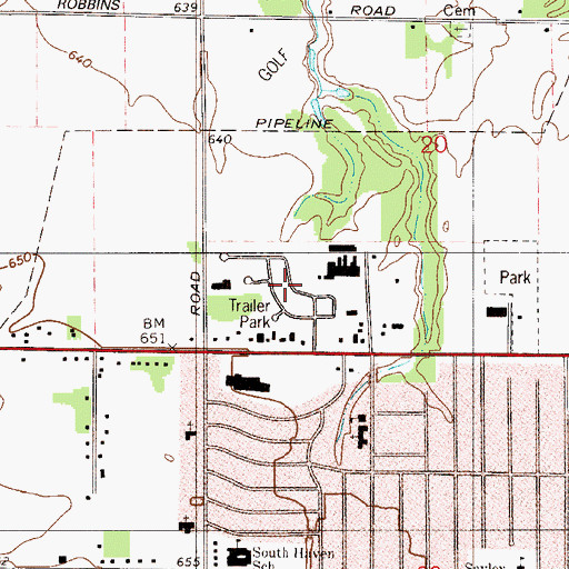 Topographic Map of Meadowview Mobile Home Park, IN