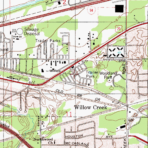 Topographic Map of Woodland Village, IN