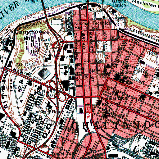 Topographic Map of Tivoli Theatre, TN