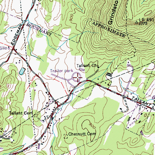 Topographic Map of Grindstone Estates, TN