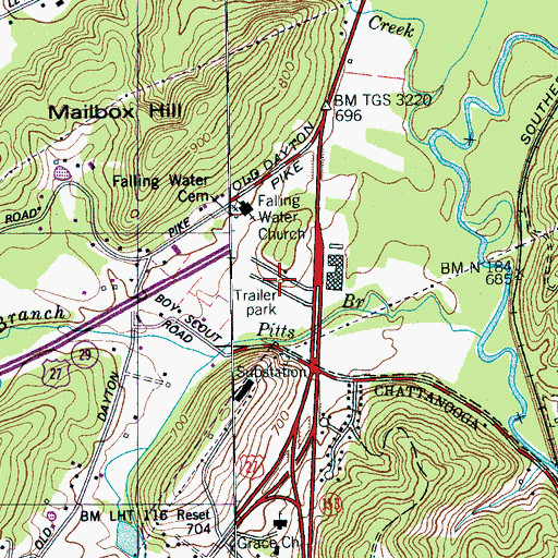 Topographic Map of Ardis Mobile Home Park, TN