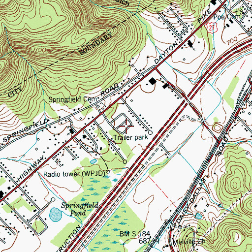 Topographic Map of Tall Pines Mobile Home Park, TN