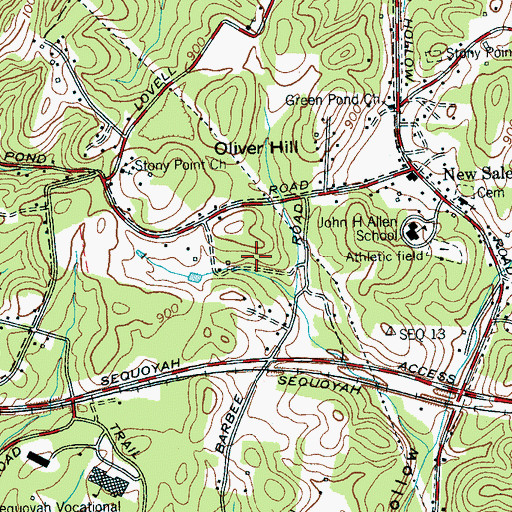 Topographic Map of Hidden Hills Estates, TN