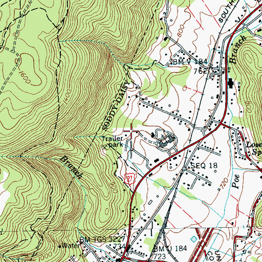 Topographic Map of Mountain Shade Mobile Home Park, TN