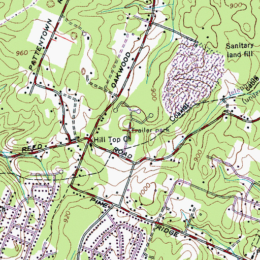 Topographic Map of Auburn Hills, TN