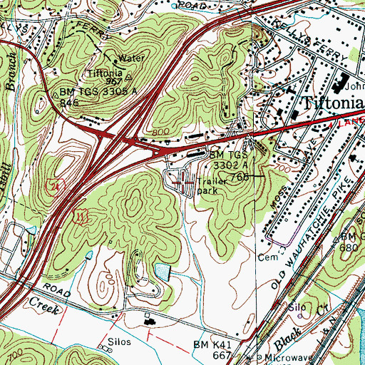 Topographic Map of Lookout Valley Recreational Vehicle Park, TN