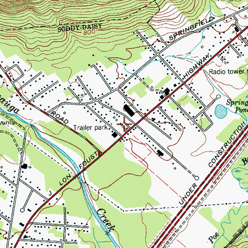 Topographic Map of Mimosa Trailer Park, TN