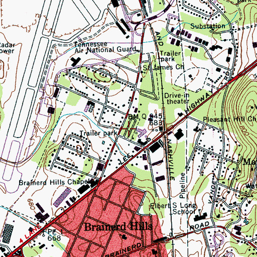Topographic Map of Riggs Trailer Park, TN