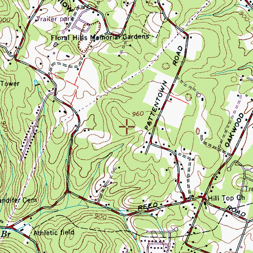 Topographic Map of Tall Oaks Mobile Home Park, TN