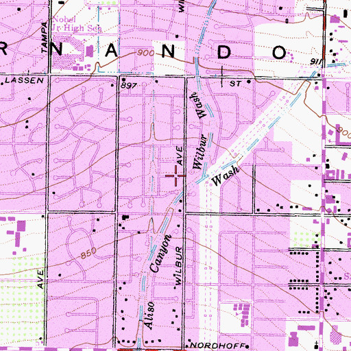 Topographic Map of Wilbur Wash, CA