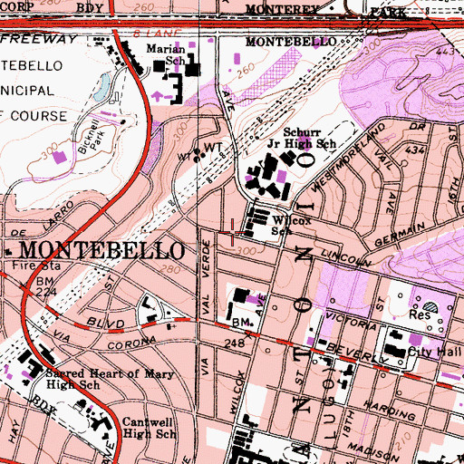 Topographic Map of Wilcox Elementary School, CA