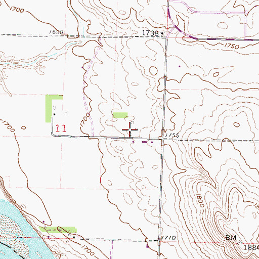 Topographic Map of Lazy T Diamond Ranch, ND