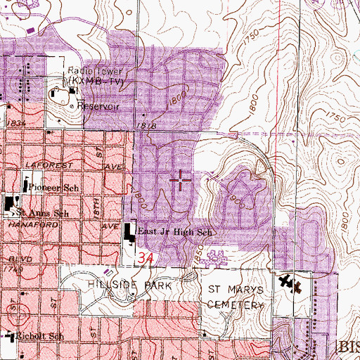 Topographic Map of Bismarck Baptist Church, ND