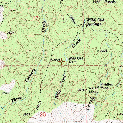 Topographic Map of Wild Oat Dam, CA