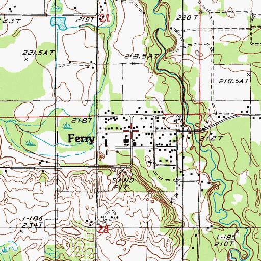 Topographic Map of Ferry Post Office (historical), MI