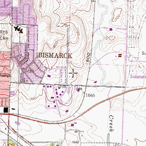 Topographic Map of Calvary United Methodist Church, ND