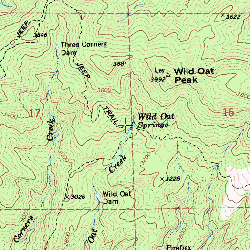 Topographic Map of Wild Oat Springs, CA