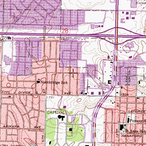 Topographic Map of Living Hope Church of the Nazarene, ND