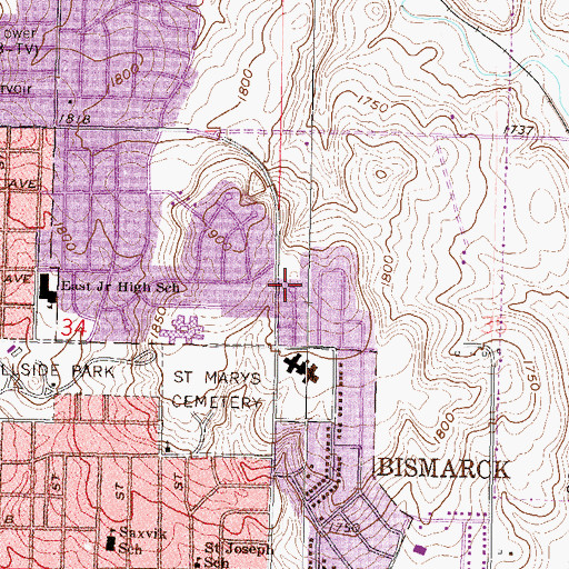 Topographic Map of Lord of Life Lutheran Church, ND