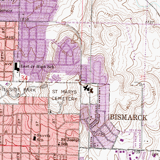 Topographic Map of Seventh Day Adventist Church, ND