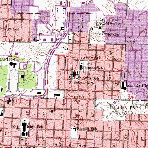 Topographic Map of Saint Anne Church, ND