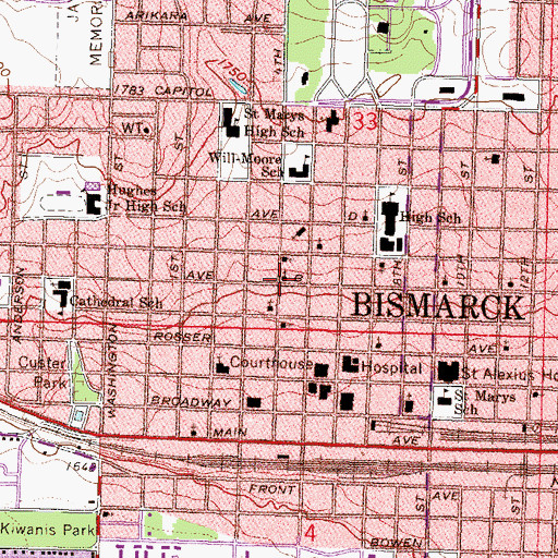 Topographic Map of Saint George's Episcopal Church, ND