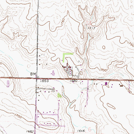 Topographic Map of Hillcrest Acres, ND