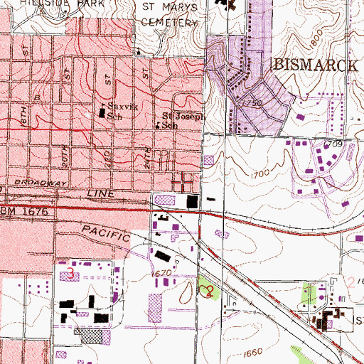 Topographic Map of Terrace Heights Mobile Home Park, ND