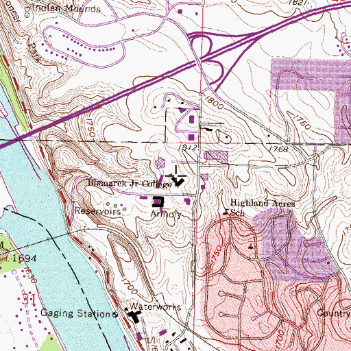 Topographic Map of Tom And Frances Leach Music Center, ND